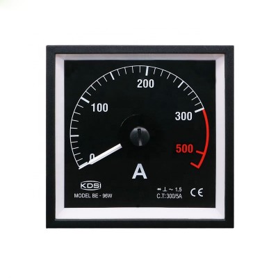 China Supplier BE-96W AC300/5A black background analog ac amp panel meter